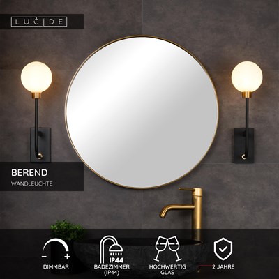 Lucide BEREND - Wandleuchte Badezimmer - 1xG9 - IP44 - Schwarz